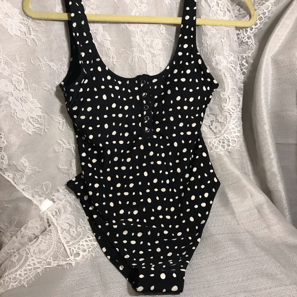 Aerie black & white polka dot swimsuit size small